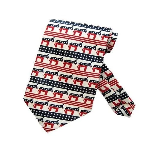 Mens Democratic Donkey Party Necktie - White