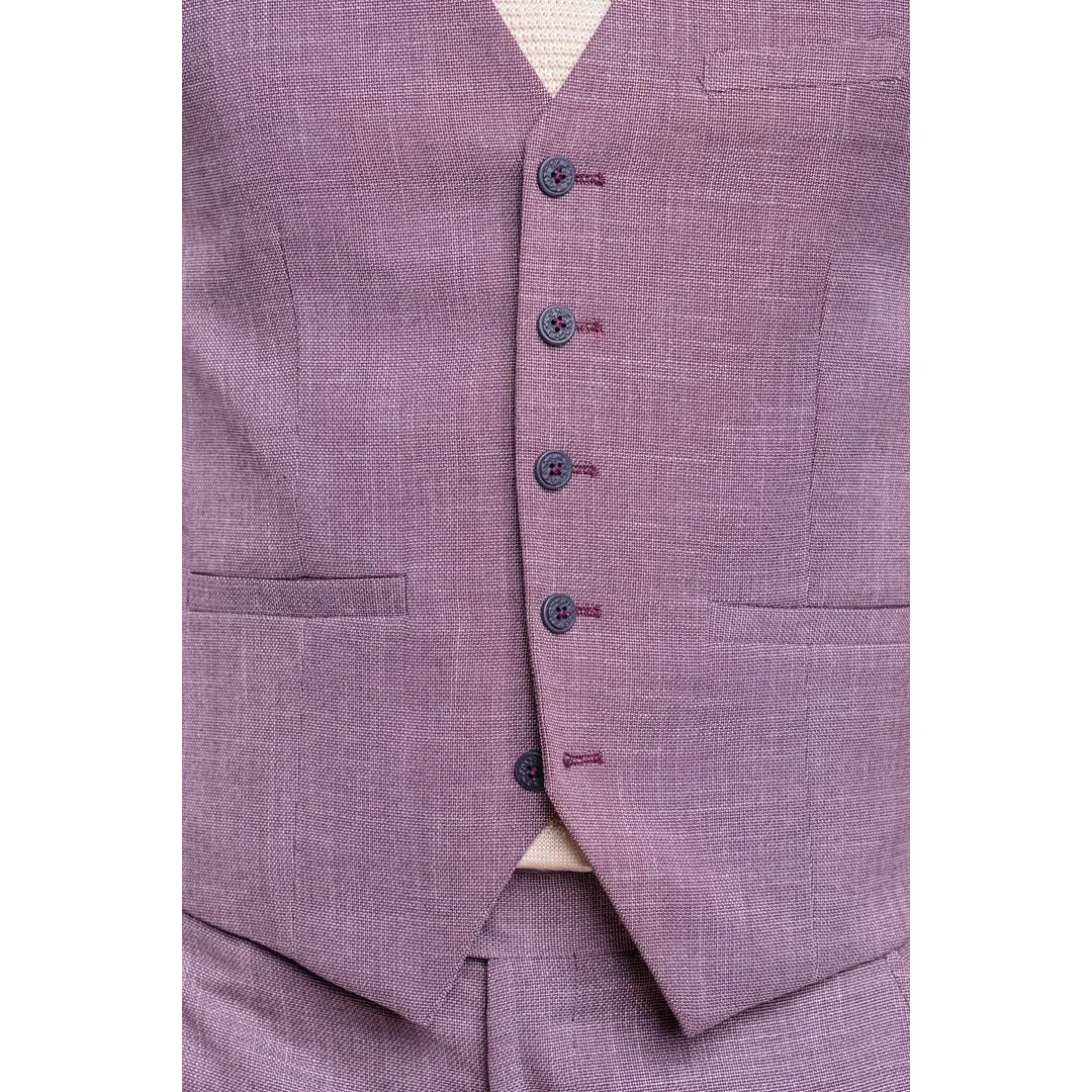 Miami - Men's Pink Slim Fit Summer Waistcoat