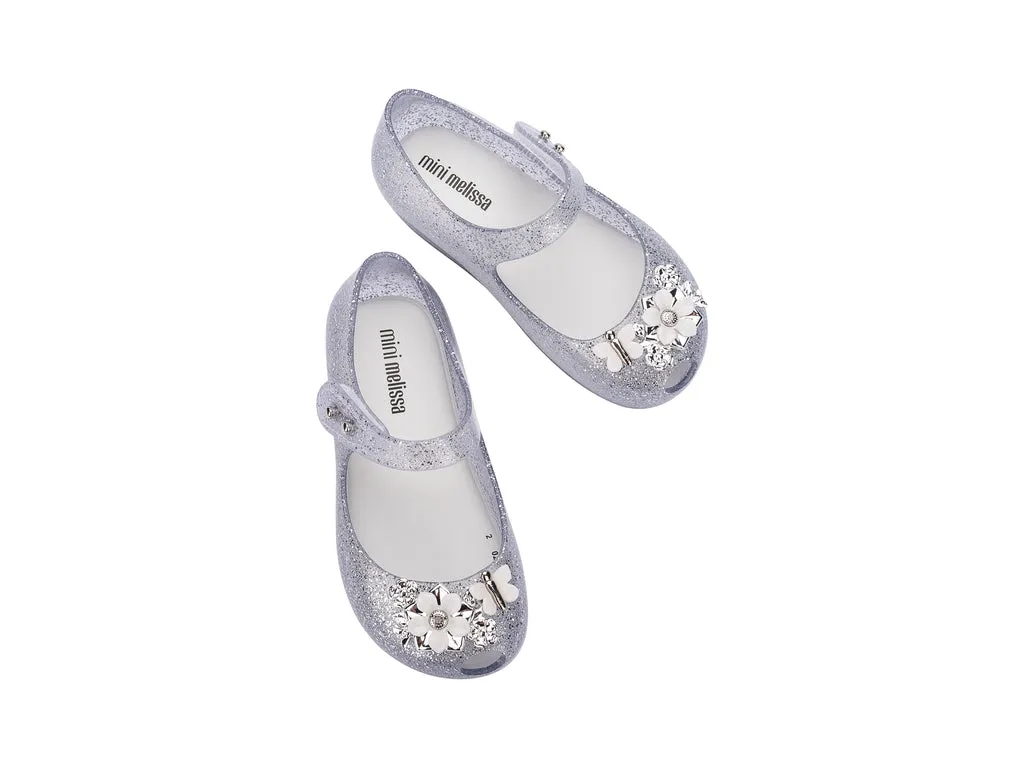 Mini Melissa Ultragirl Chrome Flower BB Clear GlItter Silver