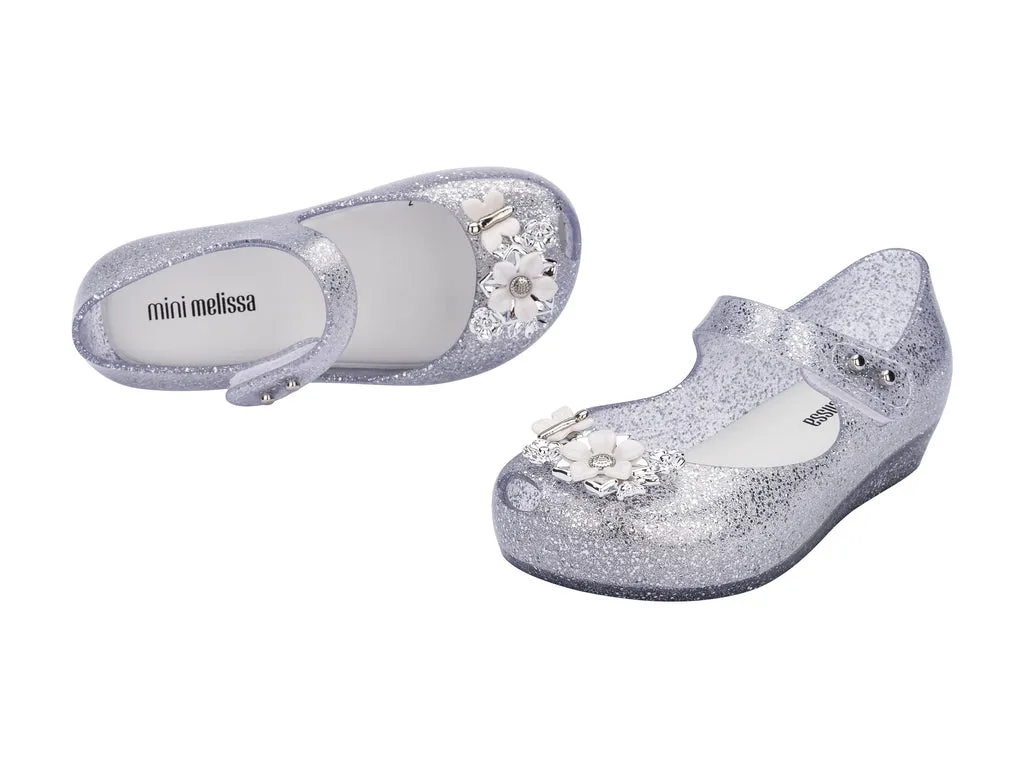 Mini Melissa Ultragirl Chrome Flower BB Clear GlItter Silver