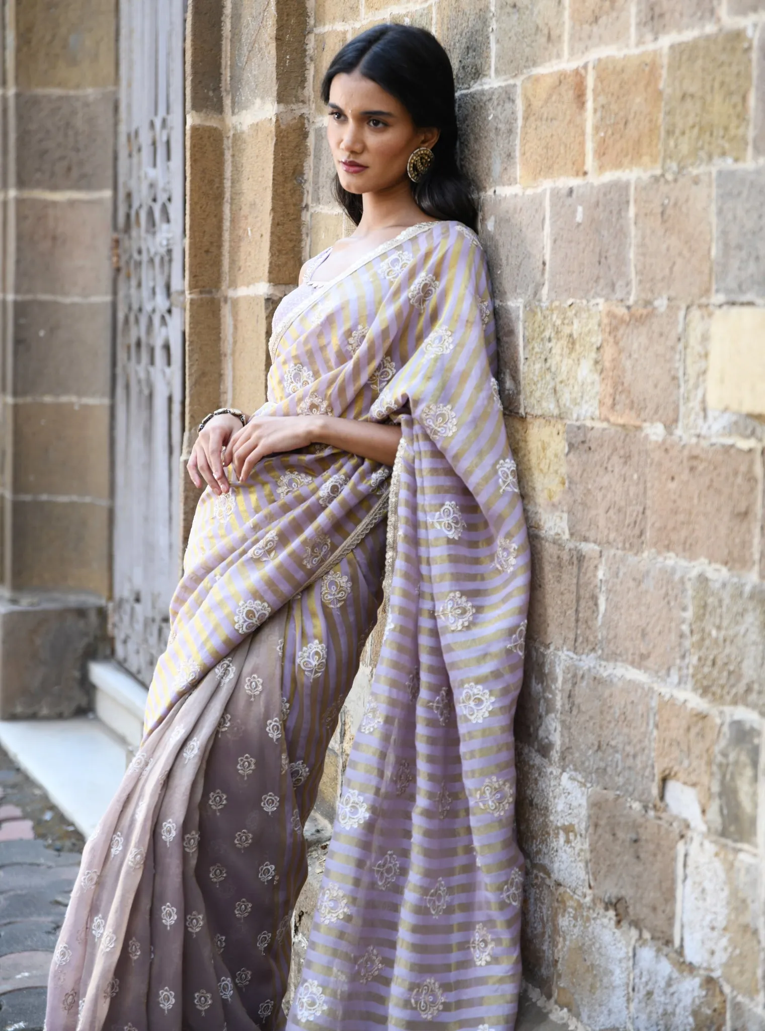 Mulmul Banarsi Luxe Tissue Mangni Lavender Saree