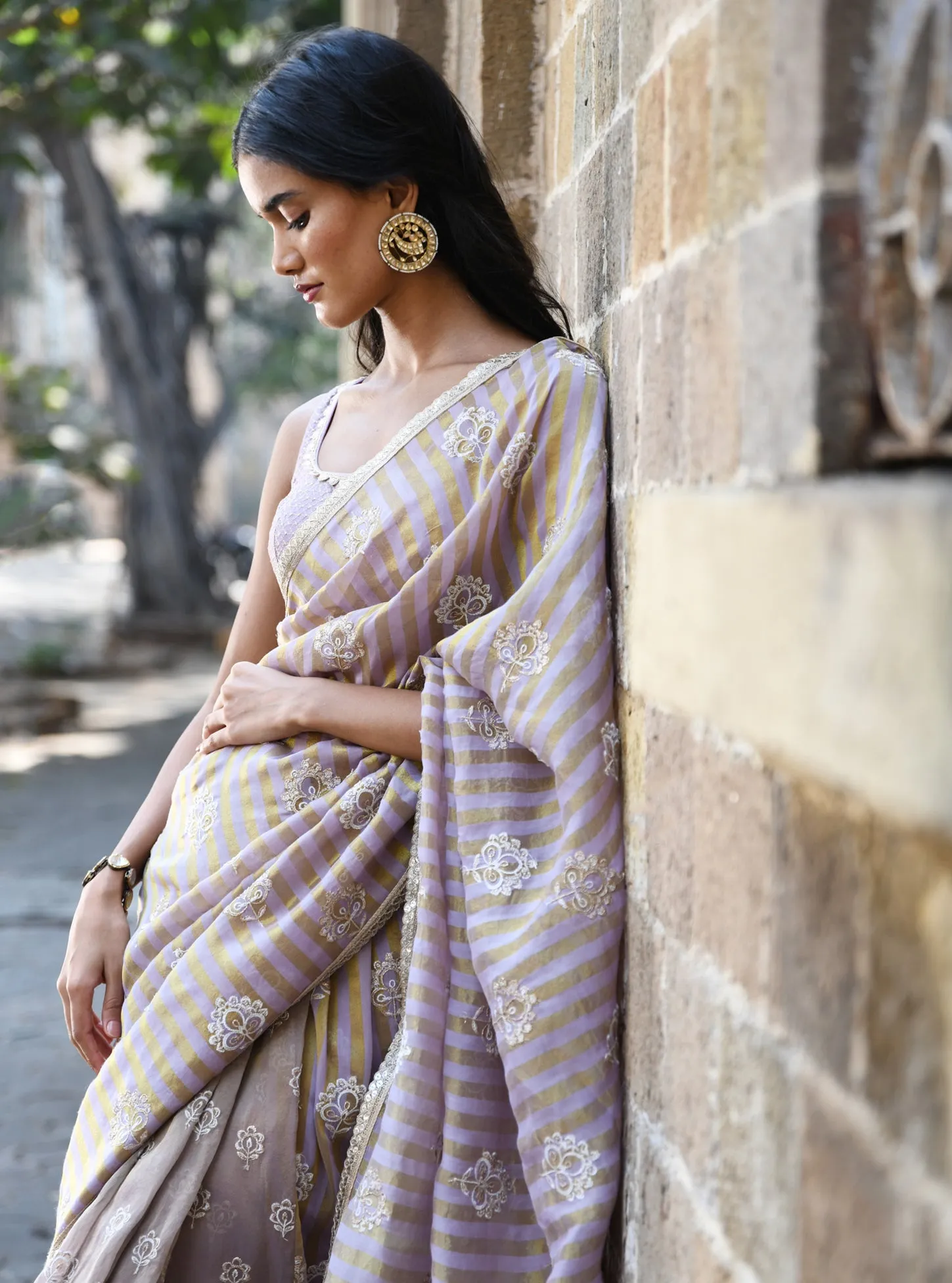 Mulmul Banarsi Luxe Tissue Mangni Lavender Saree