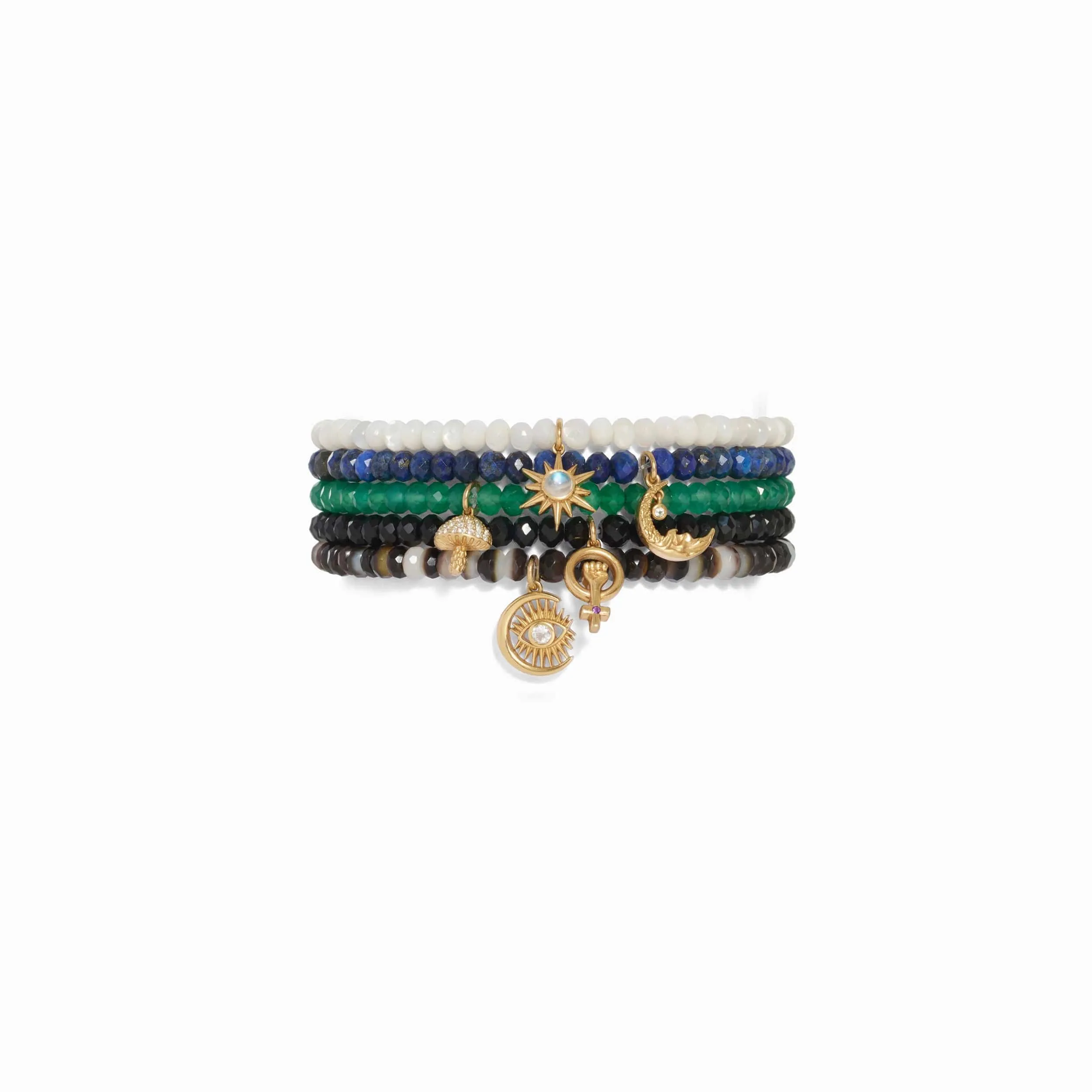 Mushroom Green Onyx Beaded Bracelet