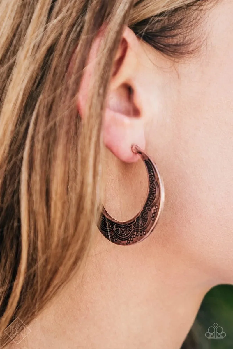 Paparazzi Accessories  - Sagebrush and Saddles #L61 - Copper Hoop Earring