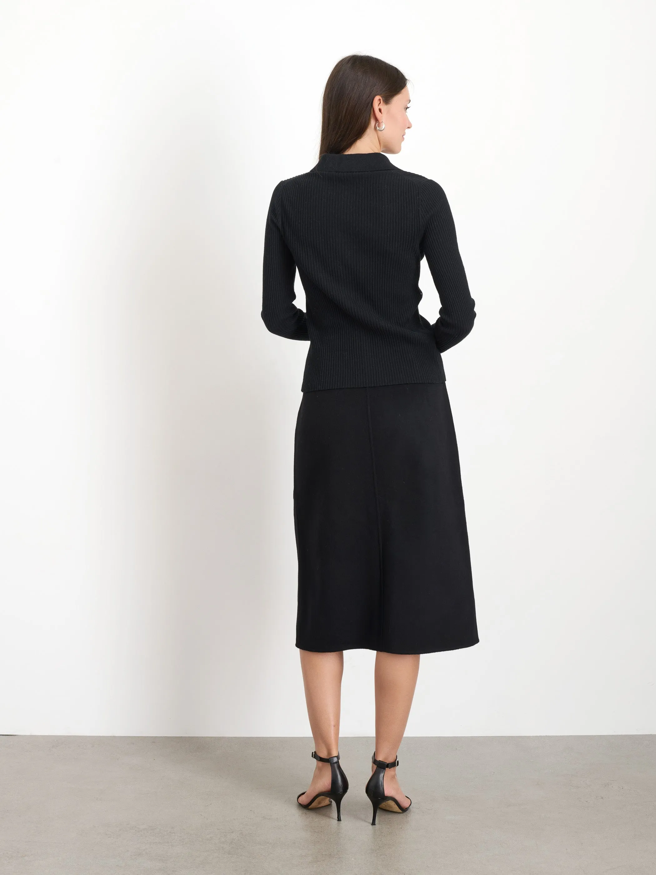 Parker Midi Skirt In Double Face Wool