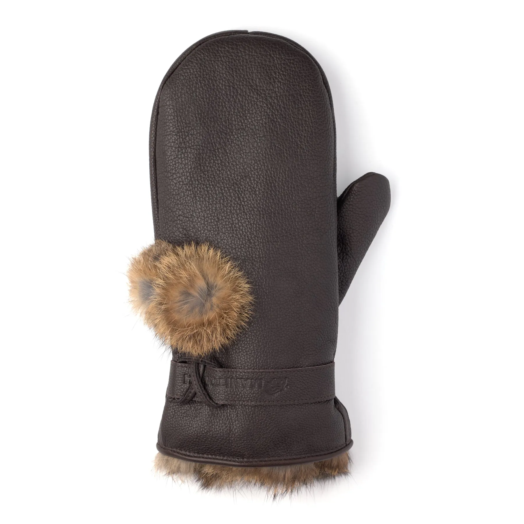 Pom Pom Leather Mitt