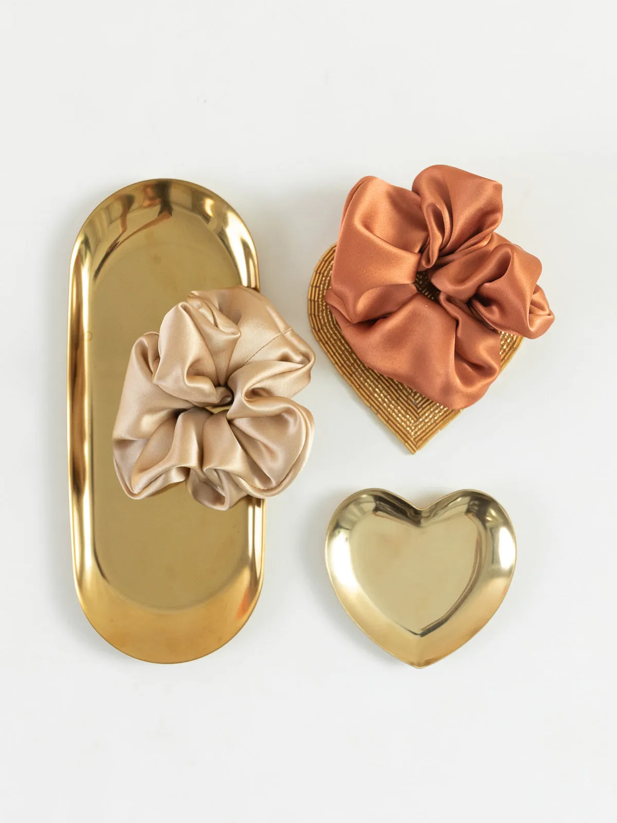 "Silken Hair" Silk Scrunchie Hair Tie - Caramel