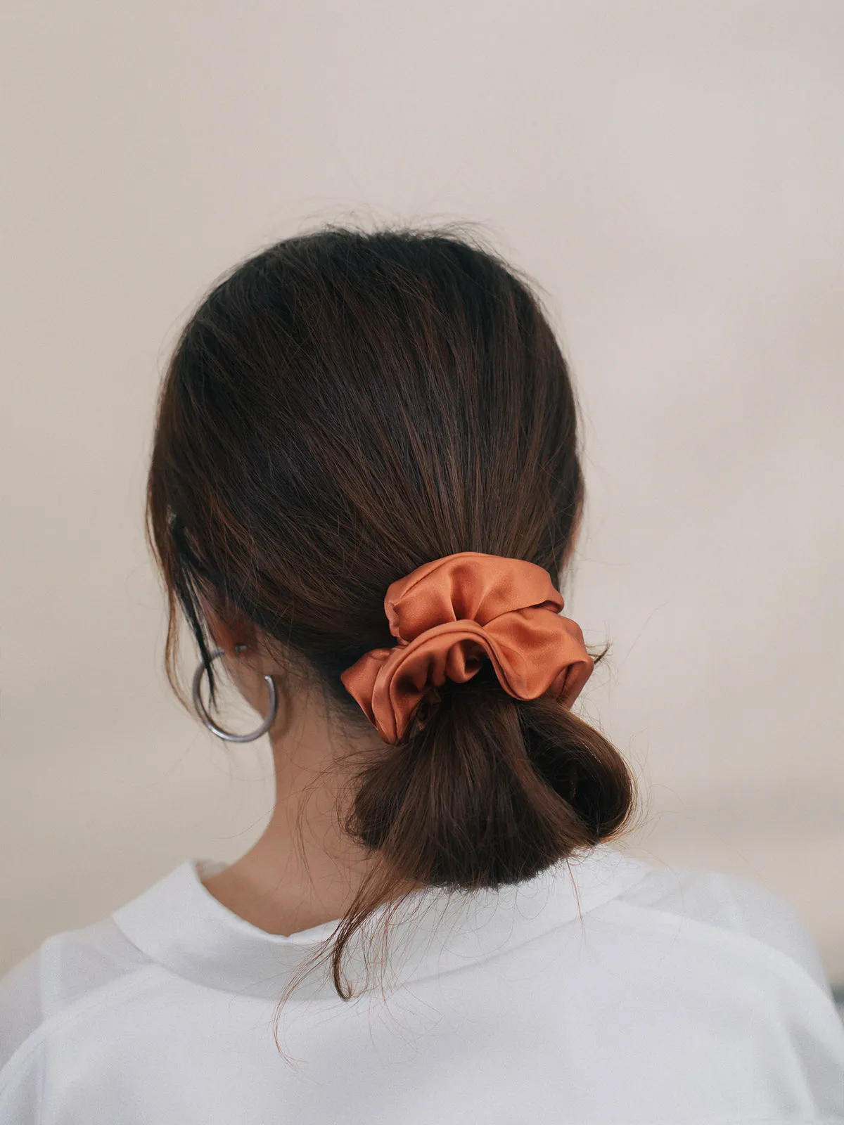 "Silken Hair" Silk Scrunchie Hair Tie - Caramel