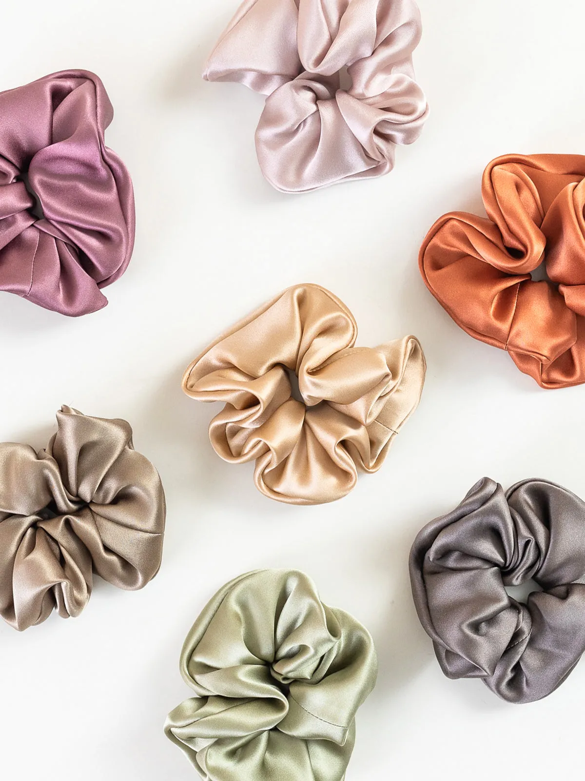 "Silken Hair" Silk Scrunchie Hair Tie - Dark Grey