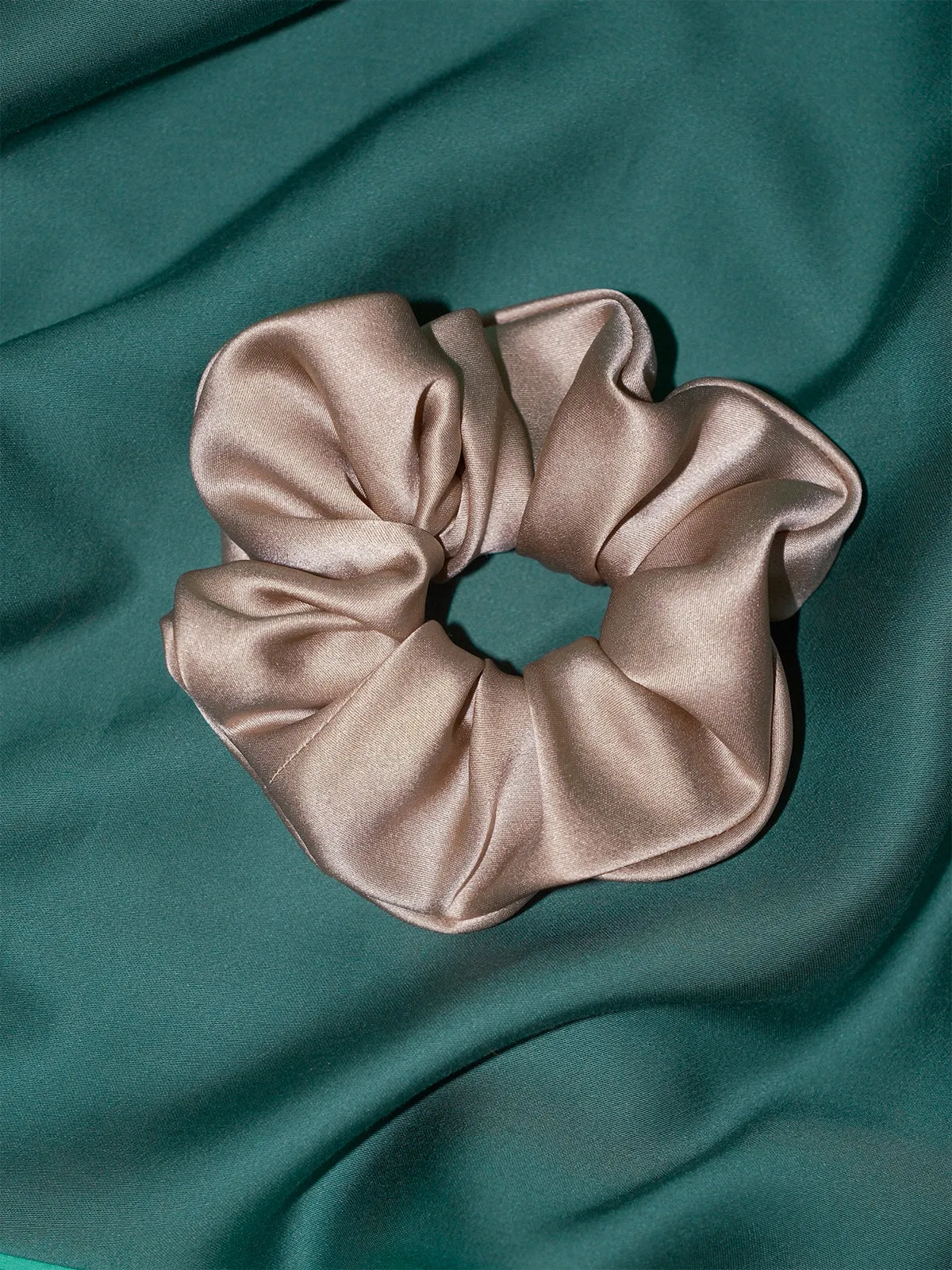 "Silken Hair" Silk Scrunchie Hair Tie - Khaki