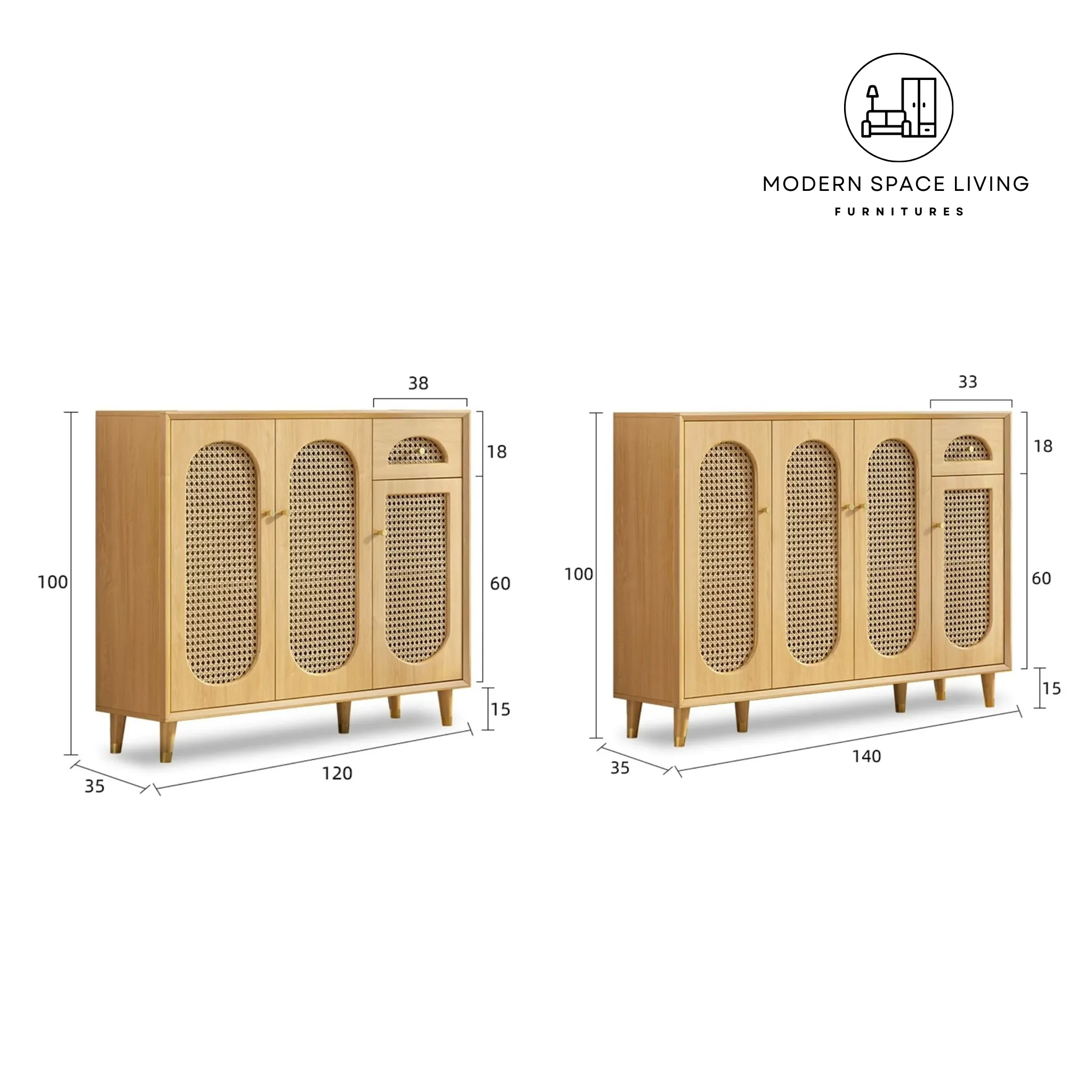 REBLE Japandi Rattan Shoe Cabinet