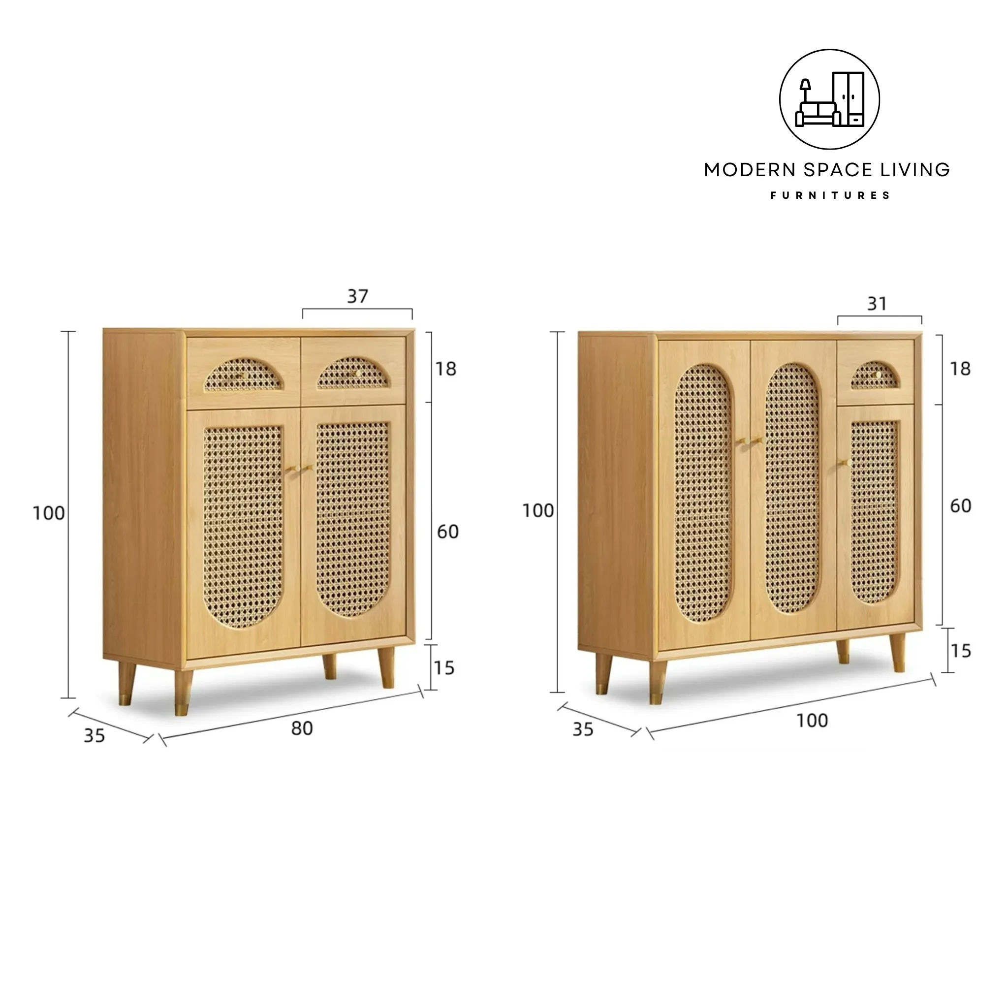 REBLE Japandi Rattan Shoe Cabinet