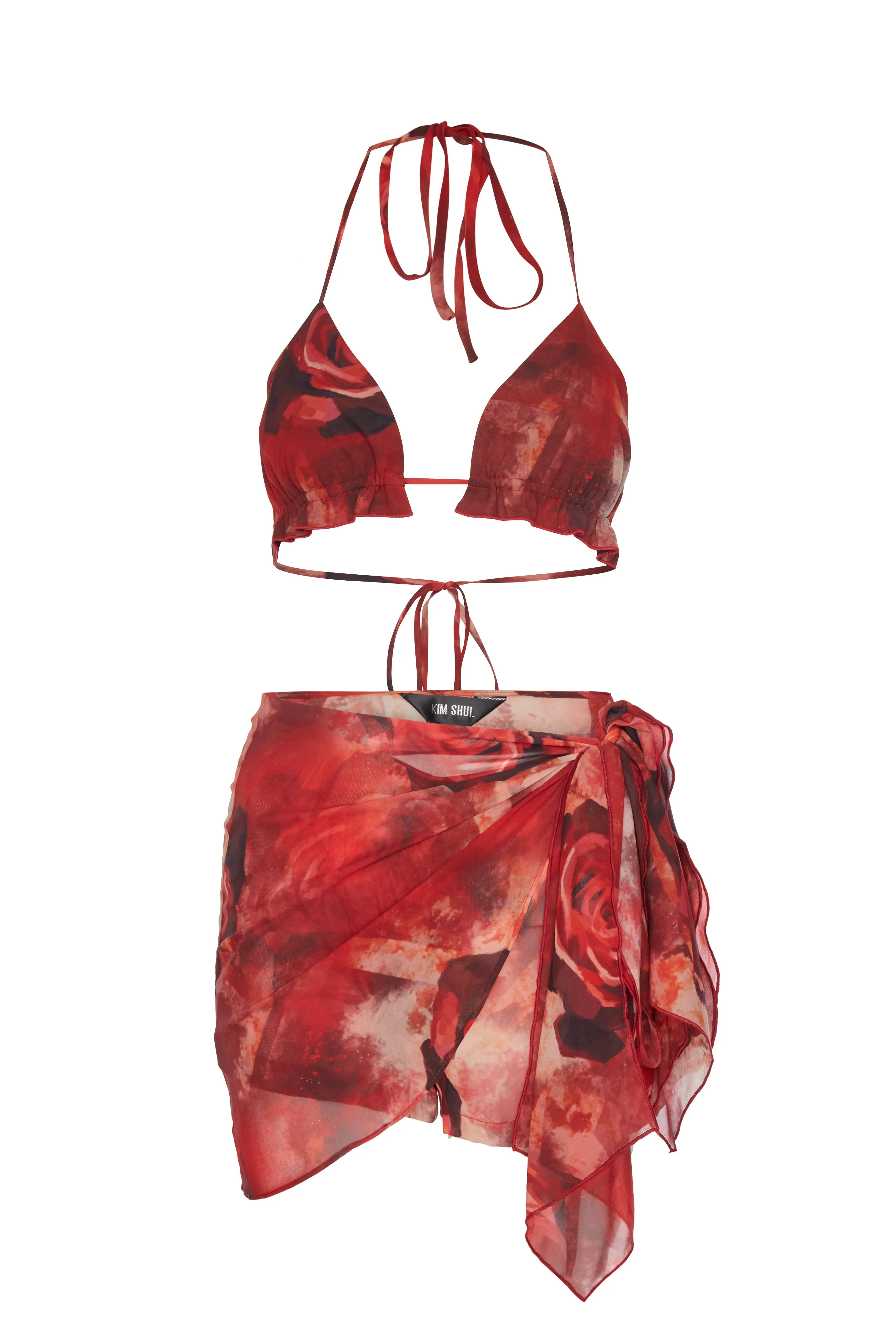 Rose Chiffon Bikini Top