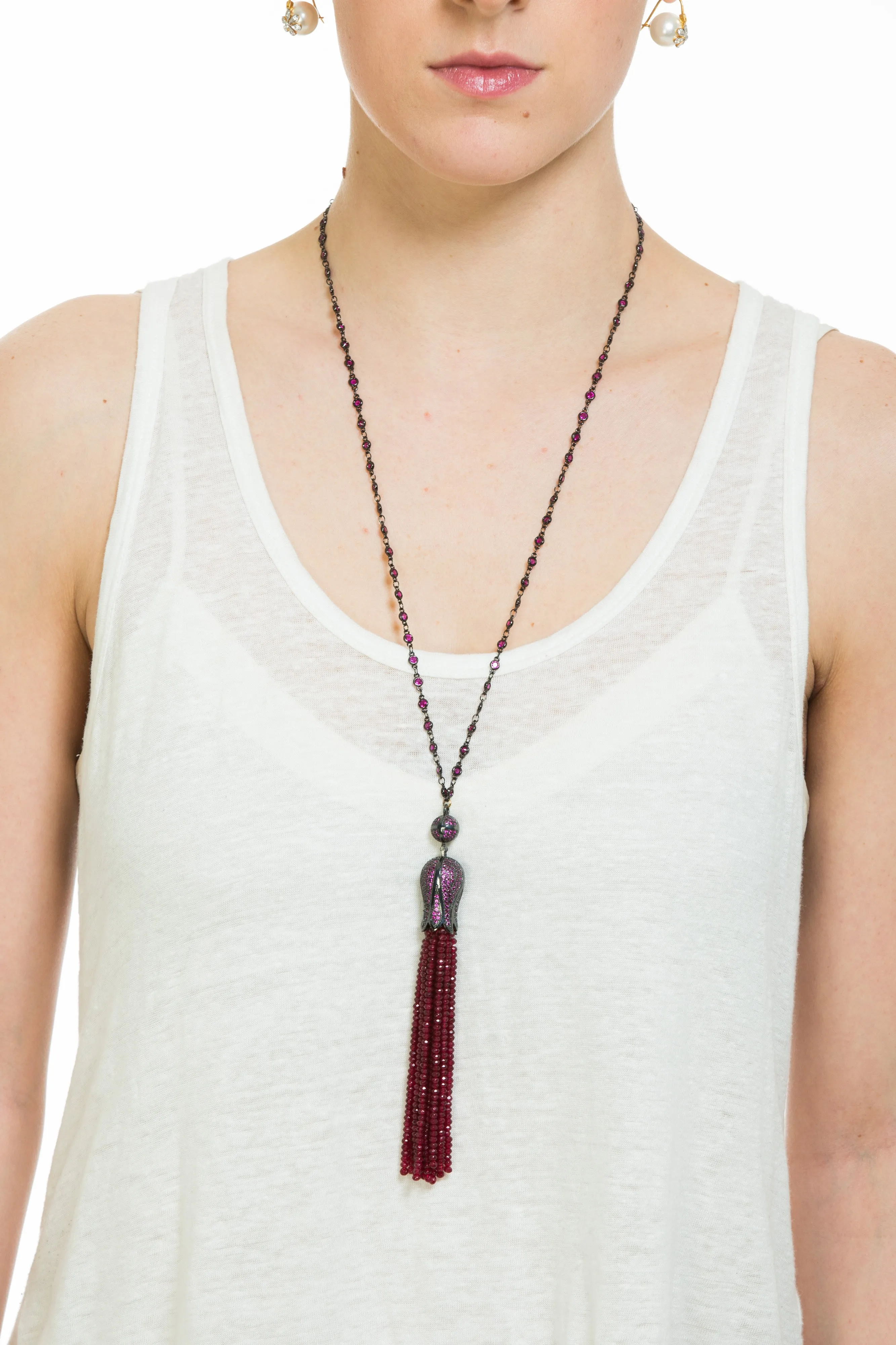 Sophia Tassel Necklace (Red)