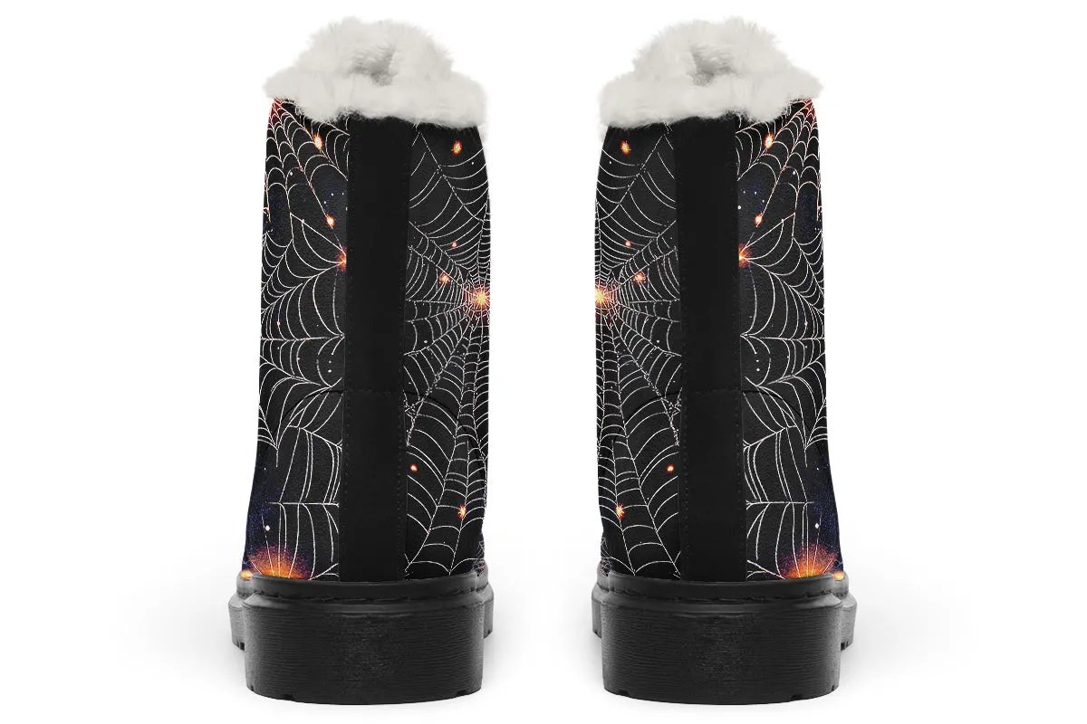 Spiderweb Winter Boots - Warm Micro-Suede Doc-Style Boots Lined with Vegan Wool