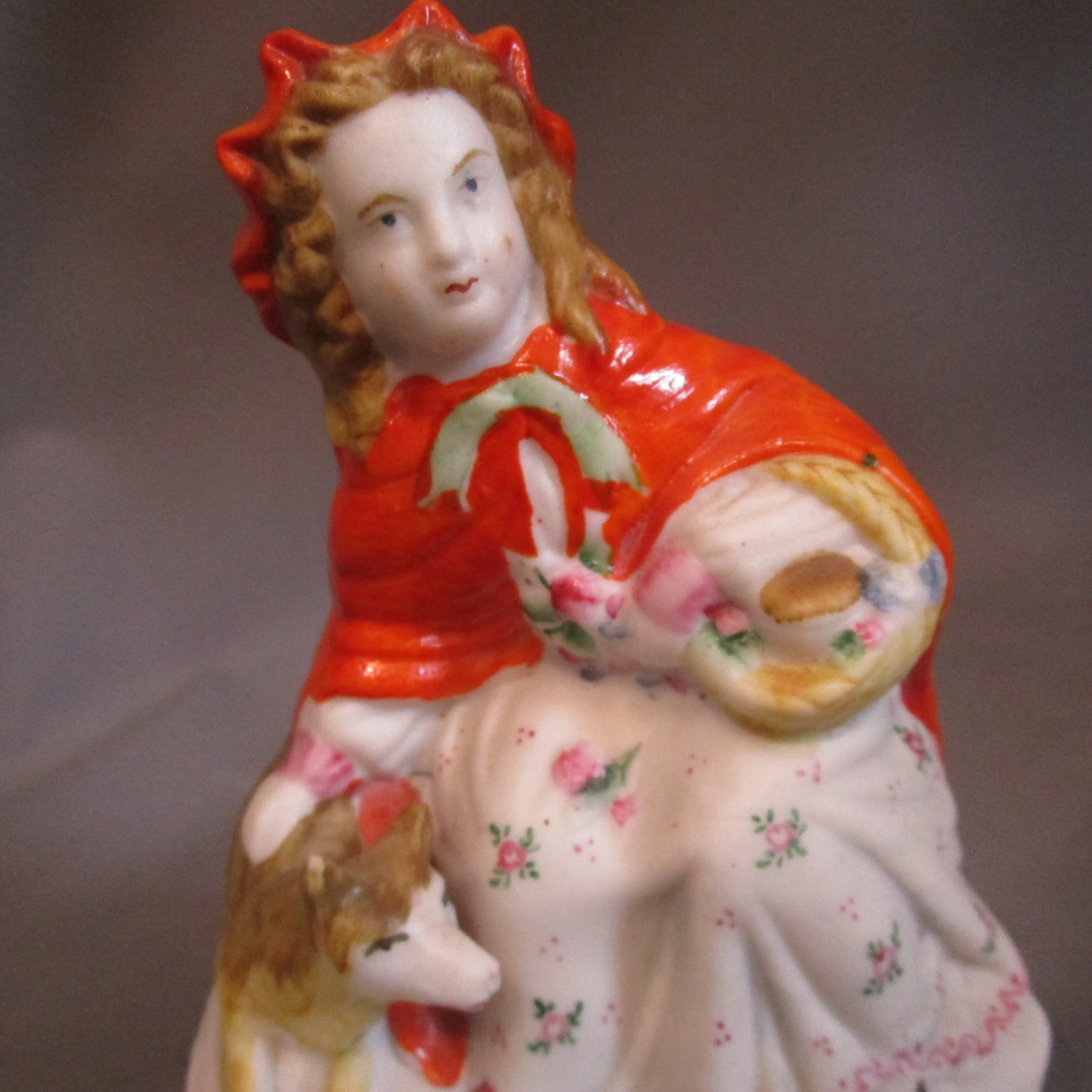 Staffordshire Figure Little Red Riding Hood Antique Victorian c1870