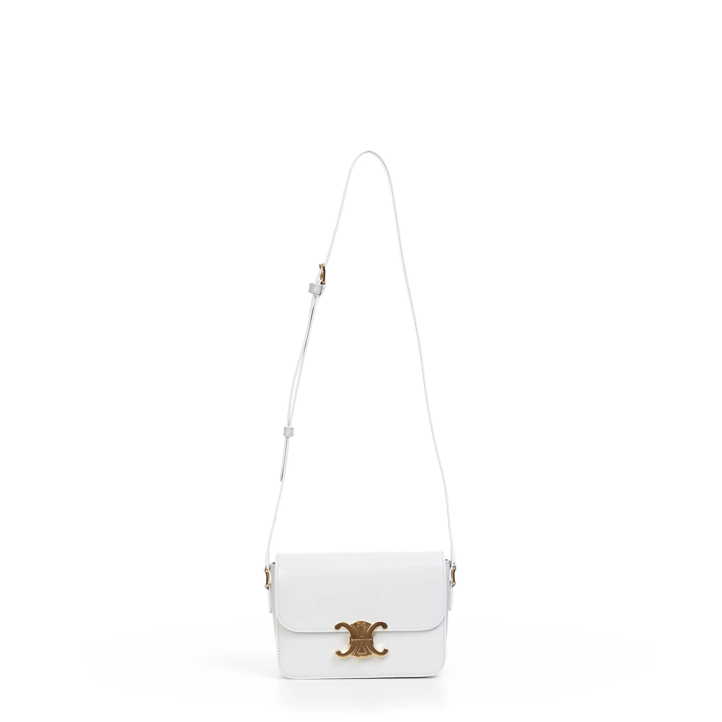 Teen Triomphe Bag In Arctic White Shiny Calfskin