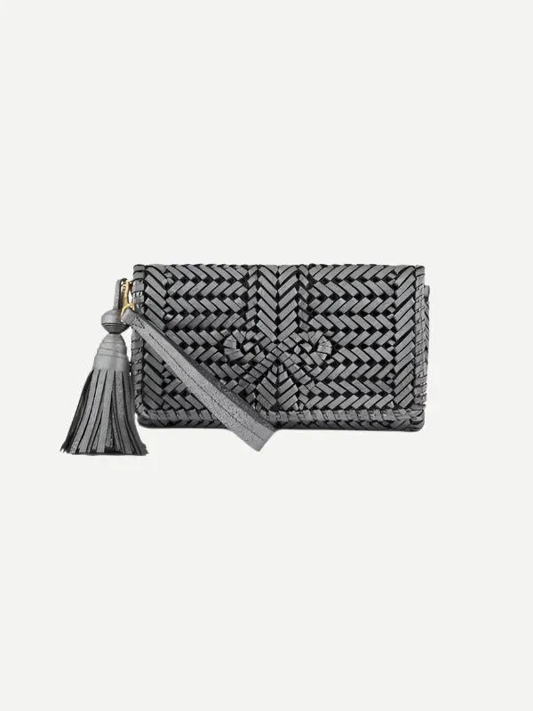 The Neeson Tassel Clutch in Anthracite