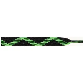 Thick Dual Tone Flat 9/16 - Black/Neon Green (12 Pair Pack) Shoelaces