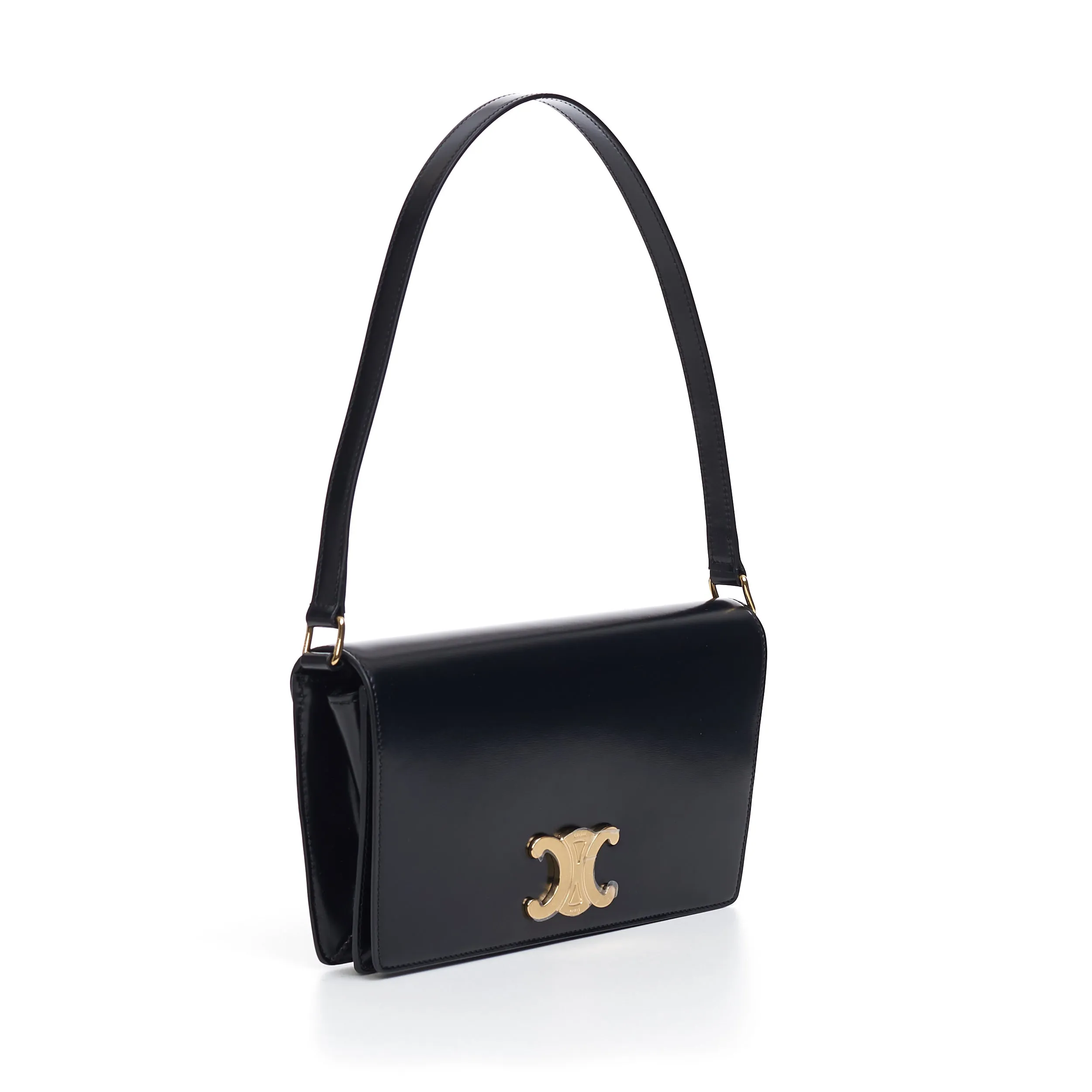 Trapeze Triomphe Bag In Black Shiny Calfskin