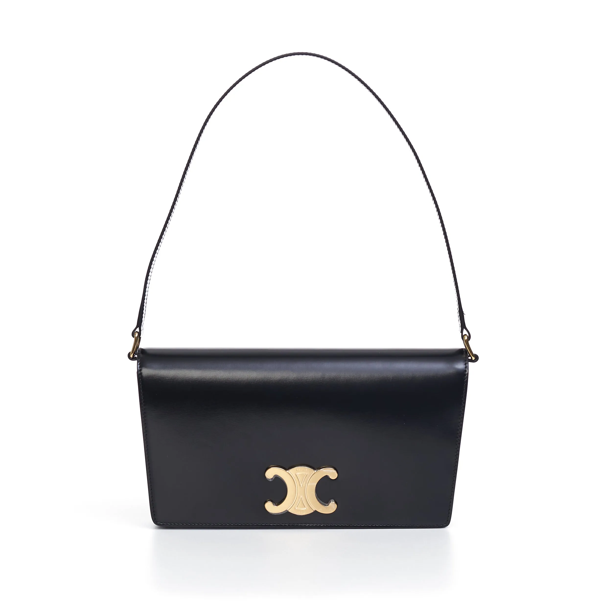 Trapeze Triomphe Bag In Black Shiny Calfskin