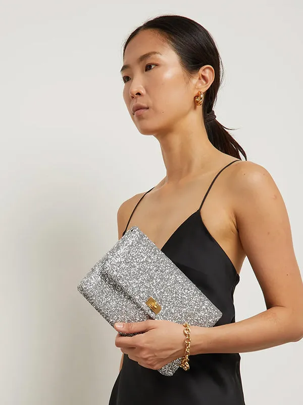 Valorie Clutch in Anthracite Glitter