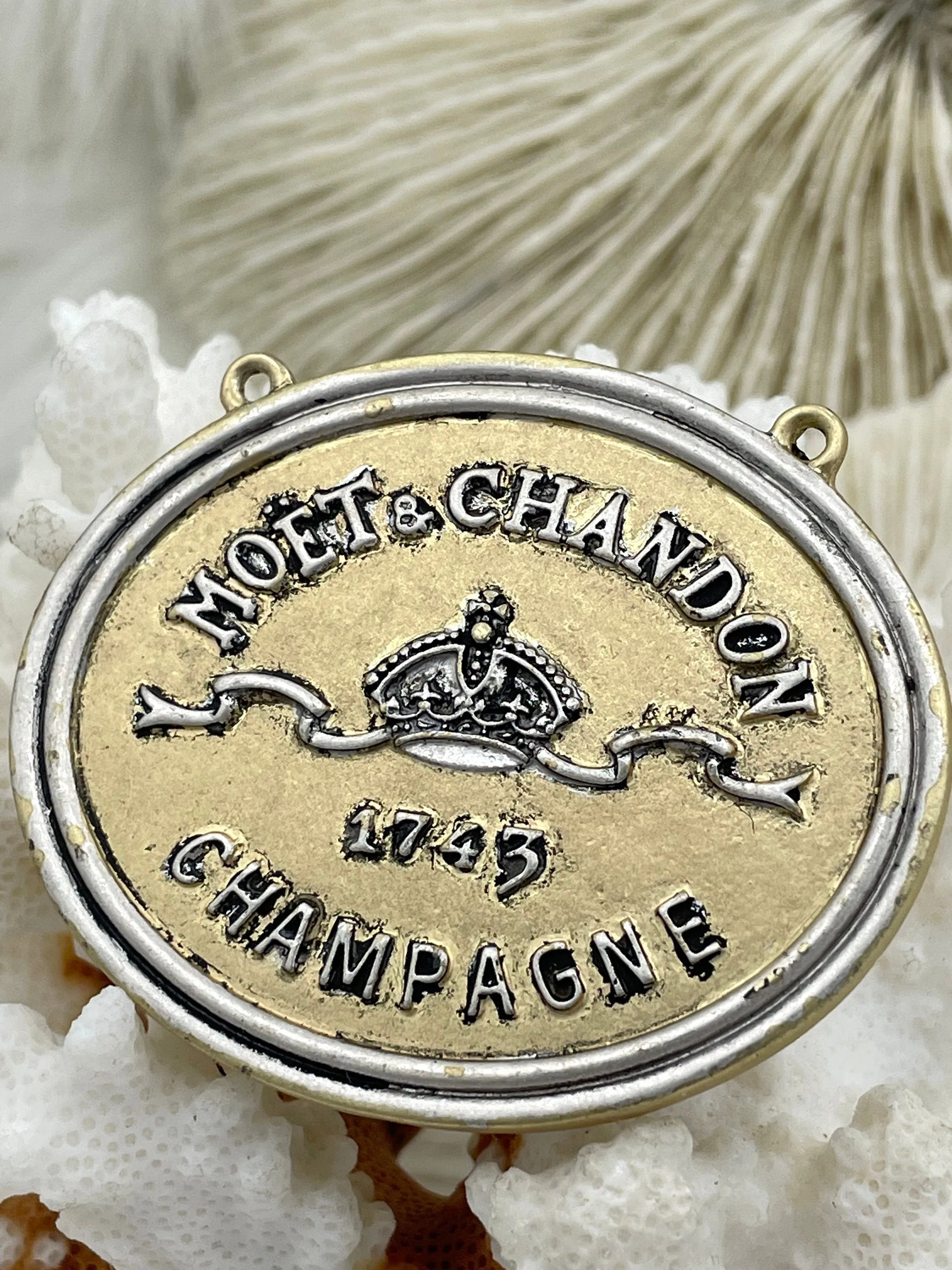 Vintage French Coin Replica Champagne Medallion Coin Pendant 47mm X 57mm, 2 Finishes Available, Champagne Coin, Champagne Pendant, Fast Ship