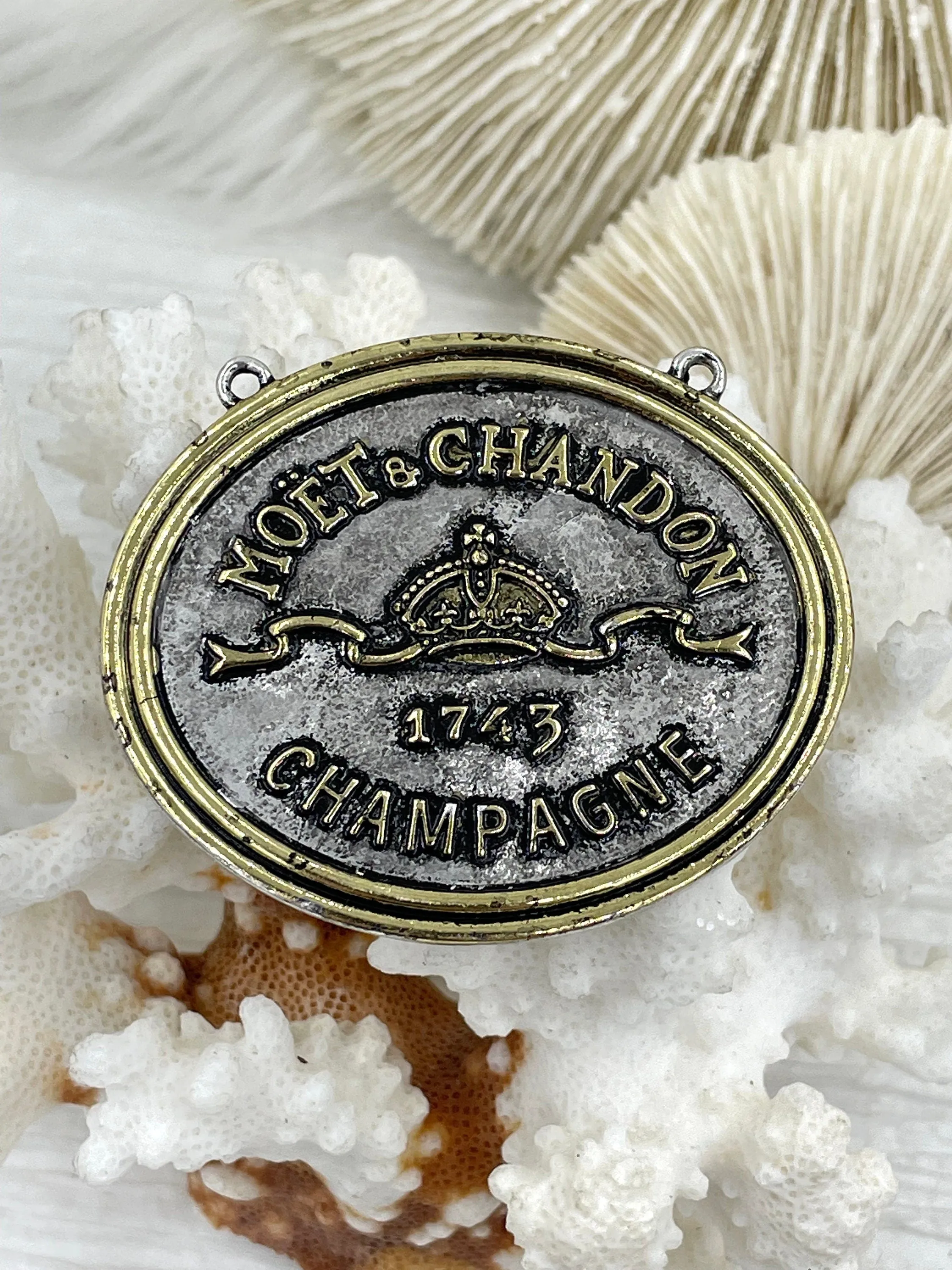 Vintage French Coin Replica Champagne Medallion Coin Pendant 47mm X 57mm, 2 Finishes Available, Champagne Coin, Champagne Pendant, Fast Ship