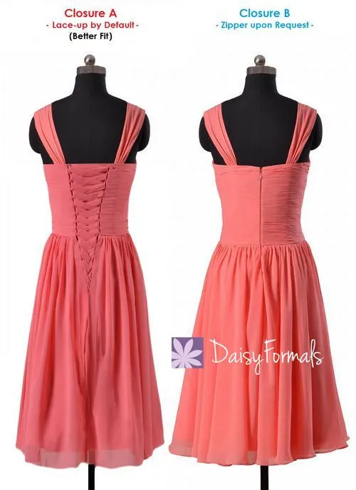 Vintage Rose Pink Chiffon Party Dress Flowing Dusty Rose Chiffon Bridesmaids Dress (BM913)