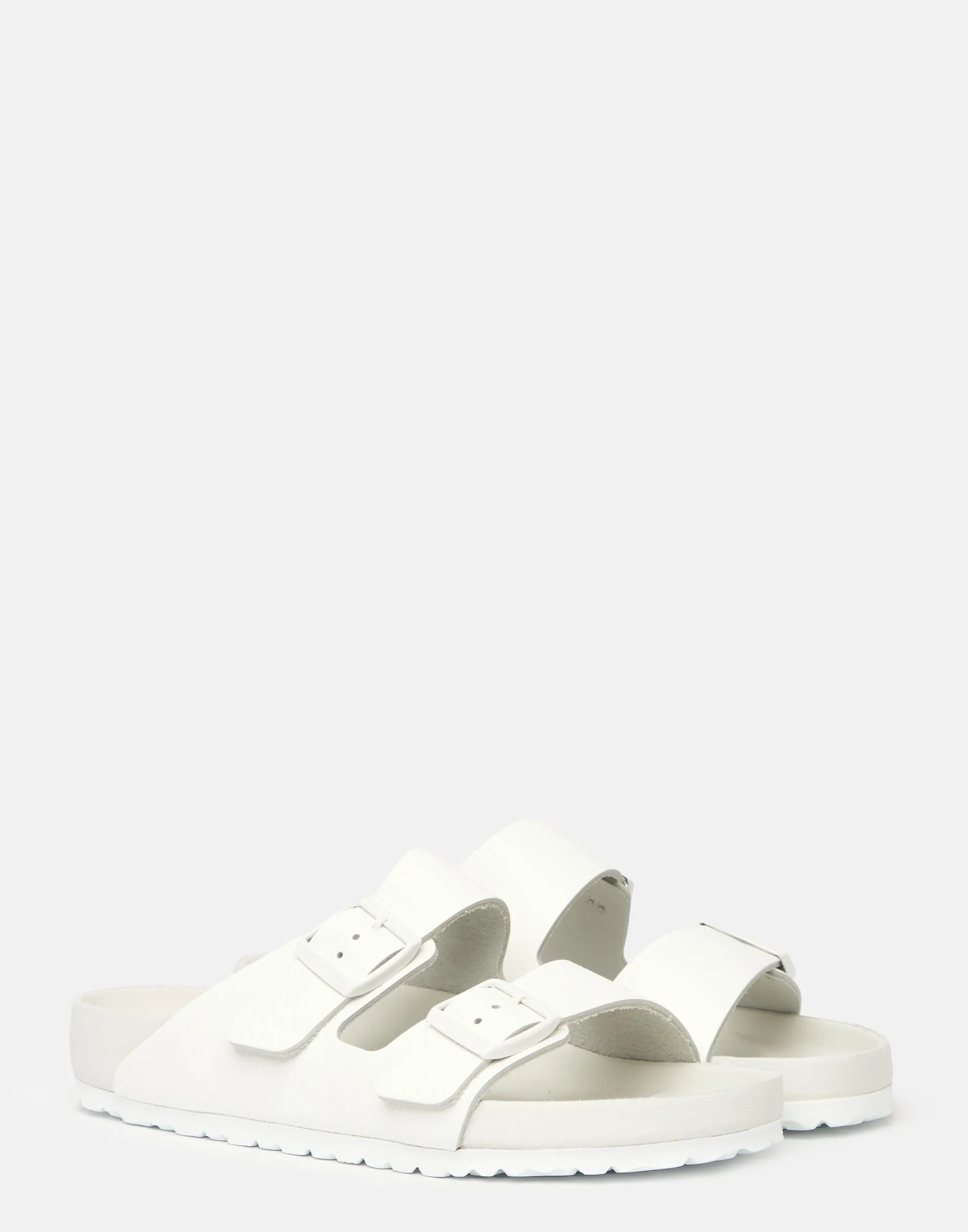 White Exquisite Leather Arizona Slides