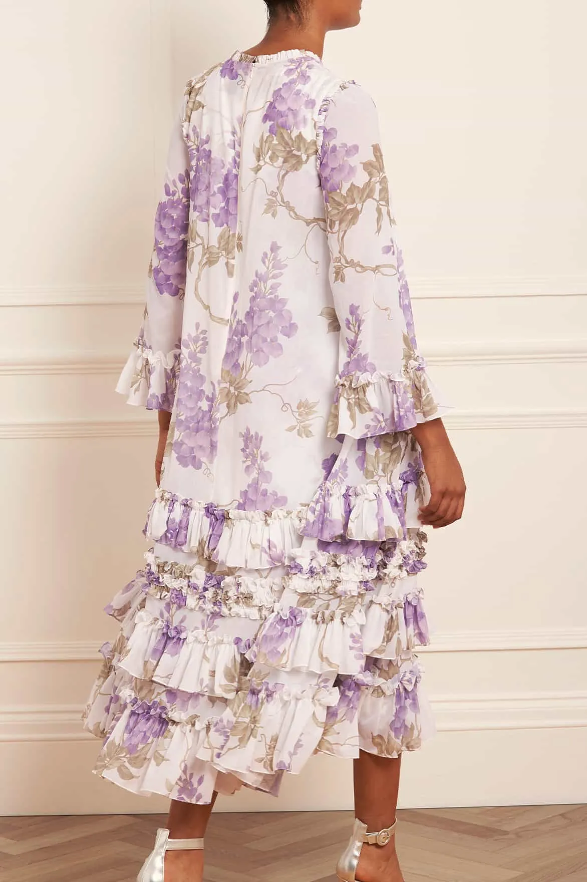 Wisteria Chiffon Round Neck Ankle Gown