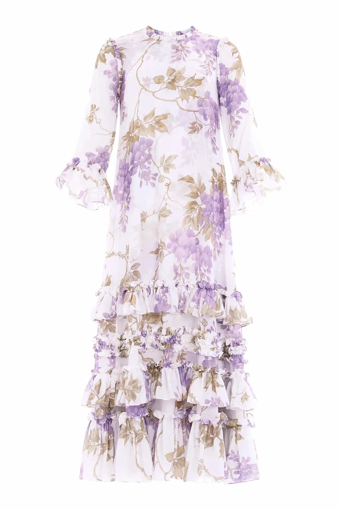 Wisteria Chiffon Round Neck Ankle Gown