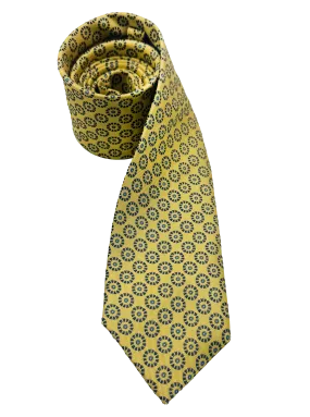 Yellow Circle Print Silk Tie