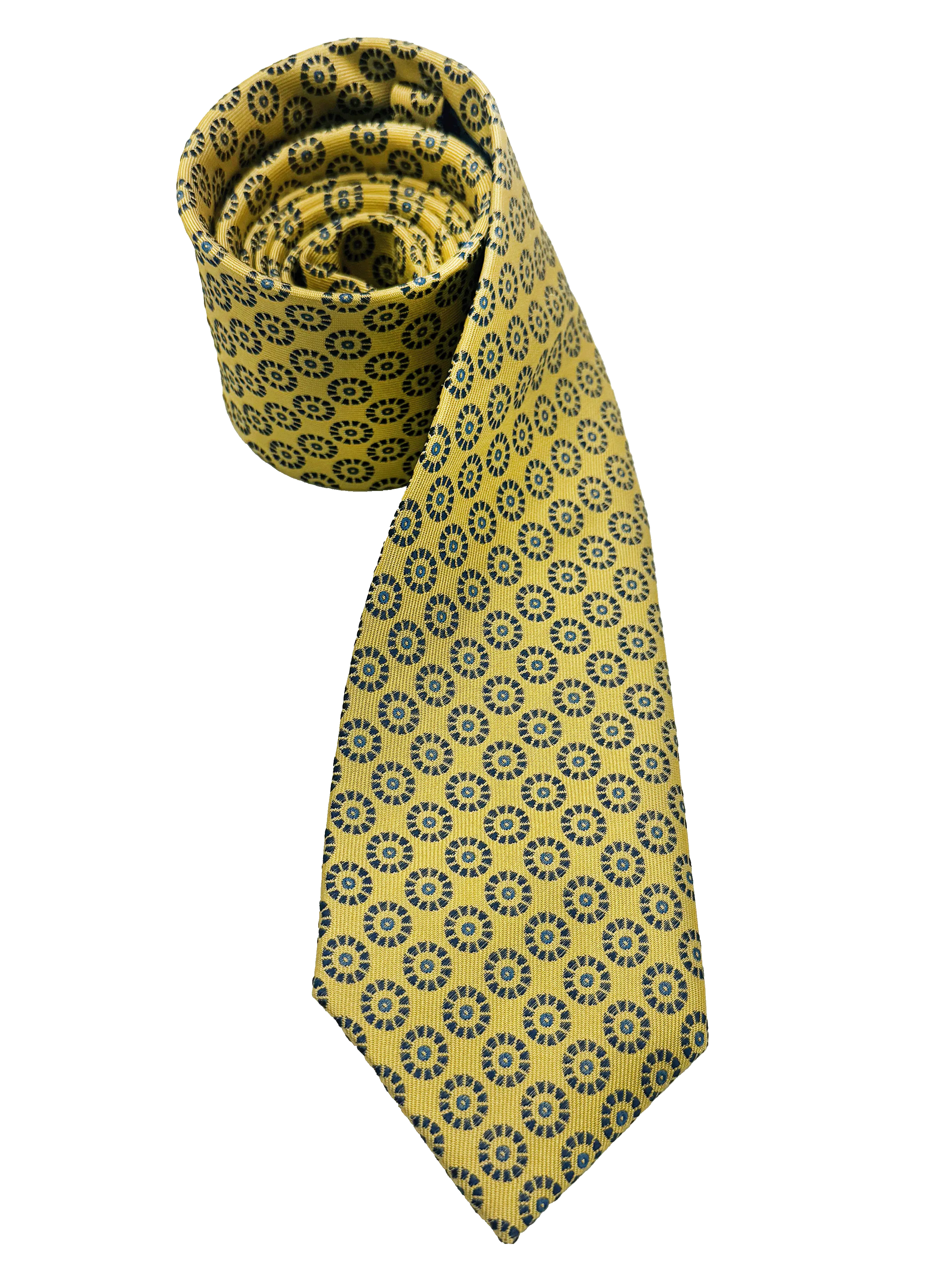 Yellow Circle Print Silk Tie